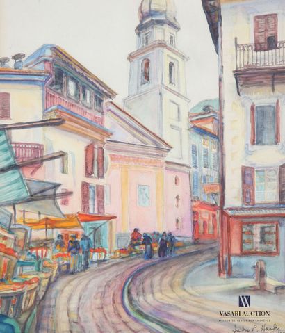 HARDY André-Pierre (1909-2005)
Animated street
Watercolor...