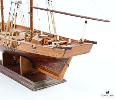 Model sailboat made of wood and rope, with...