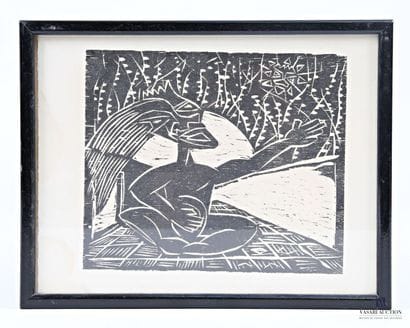 ANONYMOUS (20th century) 
Stylized man sitting...