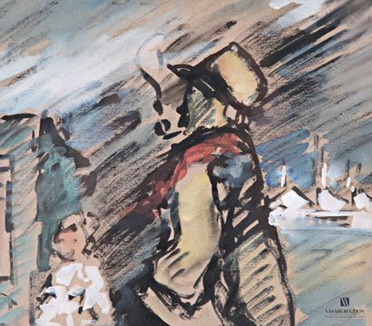 HIQUET Adolphe (1899-1965)
Man with cigarette
Watercolor...