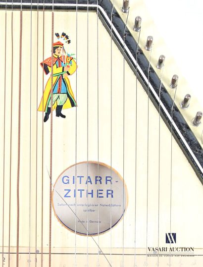 GERMANY 
Painted wooden guitar-zither decorated...