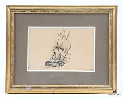 THEAS
Three Masts at Sea. 
Pencil on paper
Signed...