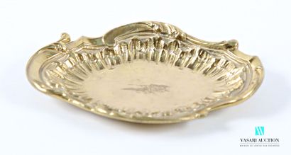 Oval-shaped bronze pocket scoop, with scrolls...