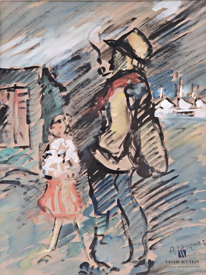 HIQUET Adolphe (1899-1965)
Man with cigarette
Watercolor...