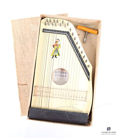 GERMANY 
Painted wooden guitar-zither decorated...