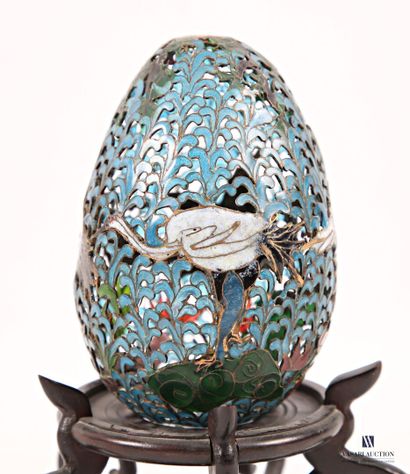 Openwork and polychrome enameled brass egg...