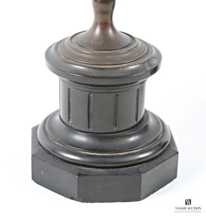 A pair of bronze cassolettes with a brown...