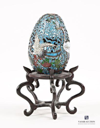 Openwork and polychrome enameled brass egg...