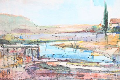 MALRIEUX Pierre (1920-2022) 
The harbor
Watercolor...