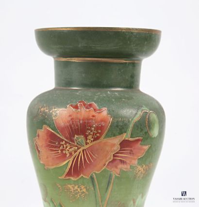 Pair of opaline glass baluster vases with...