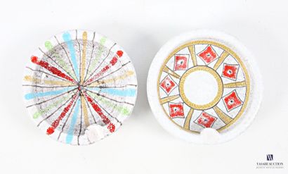ROMACREA School 
Set of two round ashtrays...