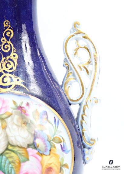 Pair of porcelain baluster lamps with polychrome...