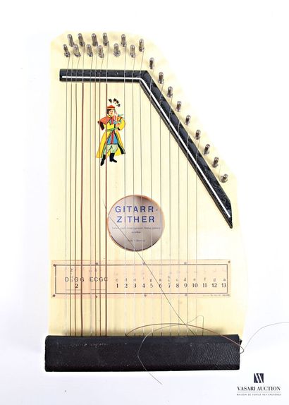 GERMANY 
Painted wooden guitar-zither decorated...