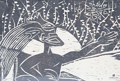 ANONYMOUS (20th century) 
Stylized man sitting...