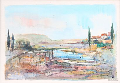 MALRIEUX Pierre (1920-2022) 
The harbor
Watercolor...