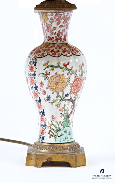 A baluster-shaped vase converted into a lamp,...