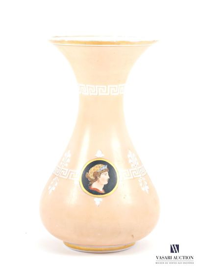 Flared opaline vase with a printed design...