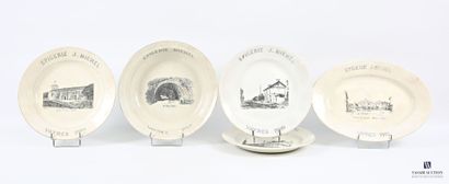BORDEAUX 
Set of earthenware pieces including...
