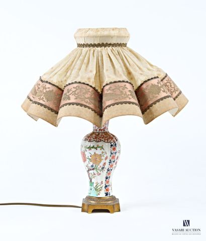 A baluster-shaped vase converted into a lamp,...