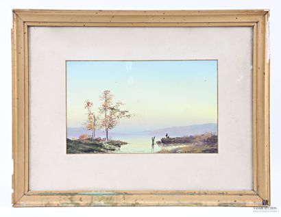 DAVET (XIX-XXth)
Lake thoughts at dusk
Gouache
Signed...