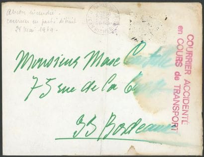 France 1969 : Courrier accidenté avion incendié...