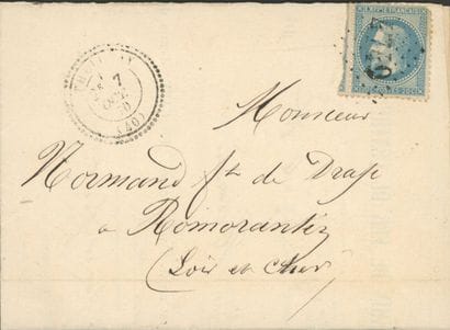France, 1870: 20c on a letter with the 