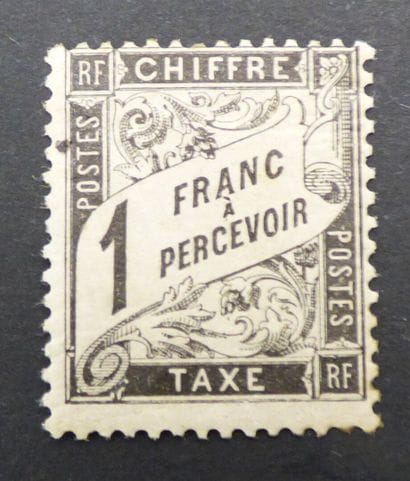 France: TX 22, black 1F, rare stamp, X, Y...