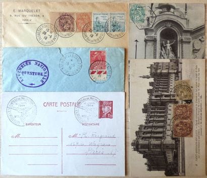 France 1907–1944: 5 CPA/letters with special...