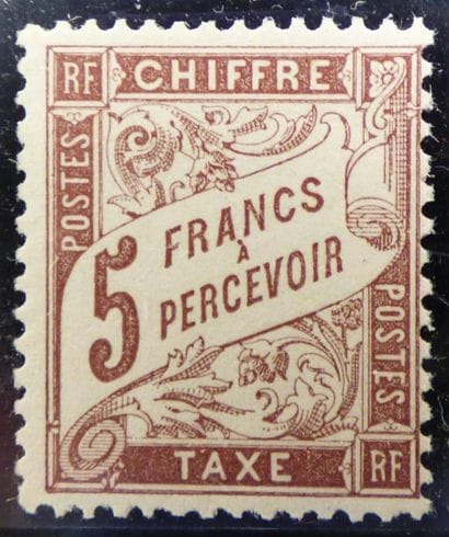 France 1884: TX 27, 5F brown, XX, rare -...