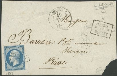 France: 20c on large fragment; local postmark...
