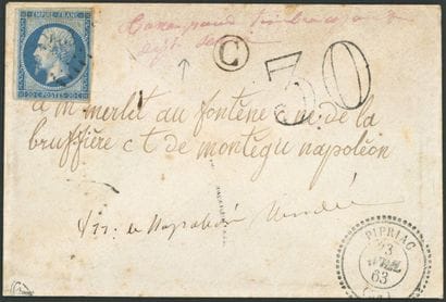 France: No. 14, 1863—Postal fraud; letter...