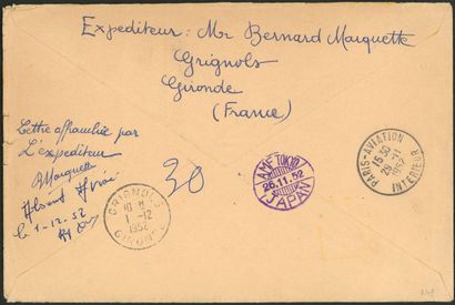 France 1952 : Liaison aérienne Paris/Tokyo,...