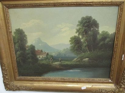 Ecole française XIXème
Paysage 
Huile sur...