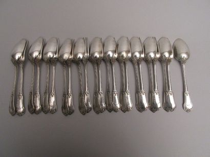 Partie de ménagère en métal argenté, le

manche...