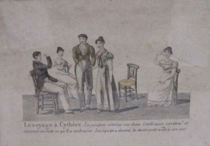 Quatre gravures représentant Le Voyage à...