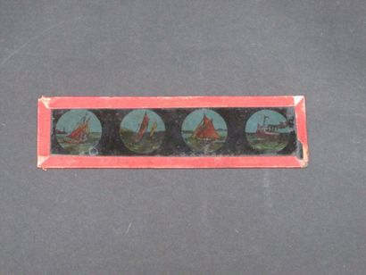 Dix plaques de lanterne magique en verre...