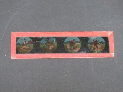Dix plaques de lanterne magique en verre...