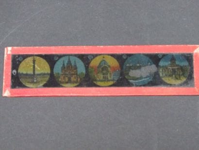 Dix plaques de lanterne magique en verre...