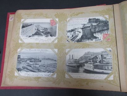 Album de cartes postales oblitérées début...