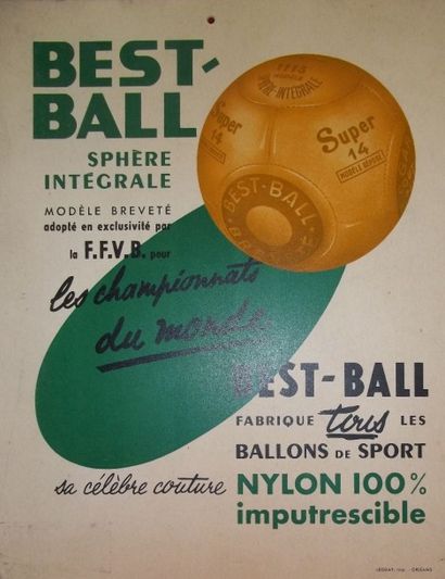 Carton publicitaire pour les ballons Best-Ball....