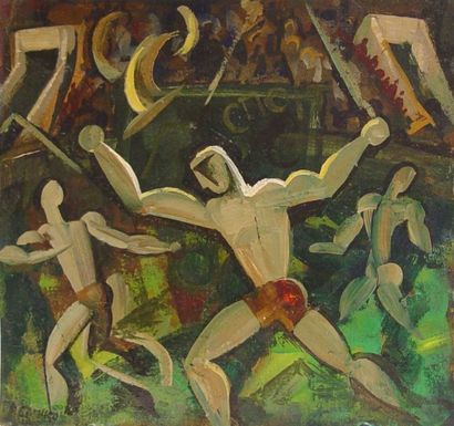 SAÏENKO (P.). 

Le Sprint. 

Huile sur carton...