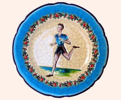 Plat en émaux de Longwy, Création Paul Mignon,...