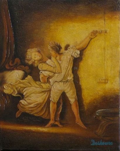 DESKOURA

le verrou d'après Fragonard, technique...
