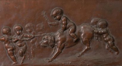 Paire de bas relief en bronze figurant les...