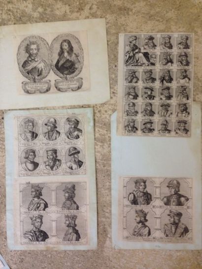 Lot de gravures sur les rois de France et...