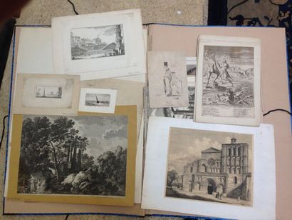 Lot de gravures et lithographies environ...