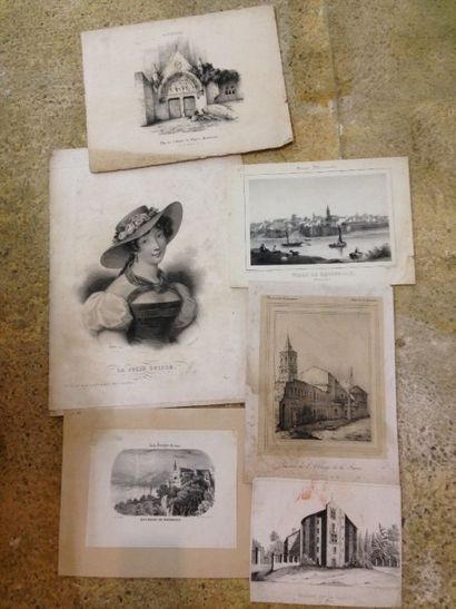 Lot de gravures environ cinquante pièces...
