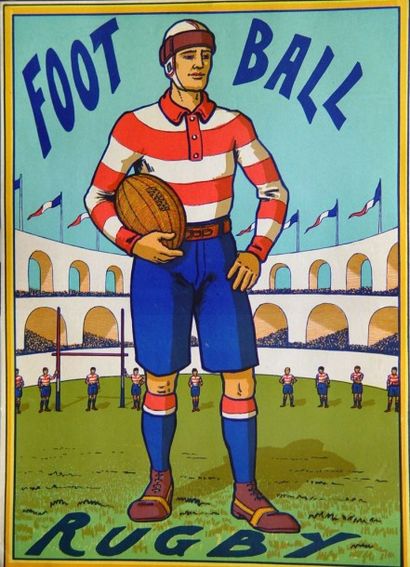 Football-Rugby. 

Etiquette chromolithographiée....
