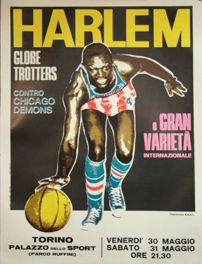Affiche du match-spectacle des Harlem-Globe-Trotters...