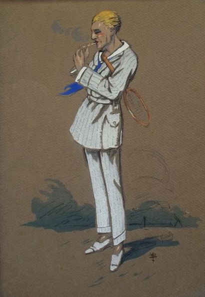 KOSSUTH. Aquarelle signée en bas à droite....